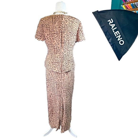 Vintage Y2K‎ Spenser Jeremy Leopard 100% Silk Midi Dress Size 10 Short Sleeve V - Picture 6 of 12